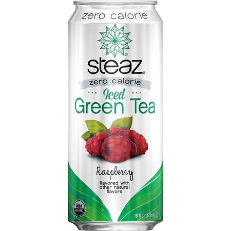 STEAZ Steaz Organic Iced Tea Raspberry Zero 16 oz., PK12 093014